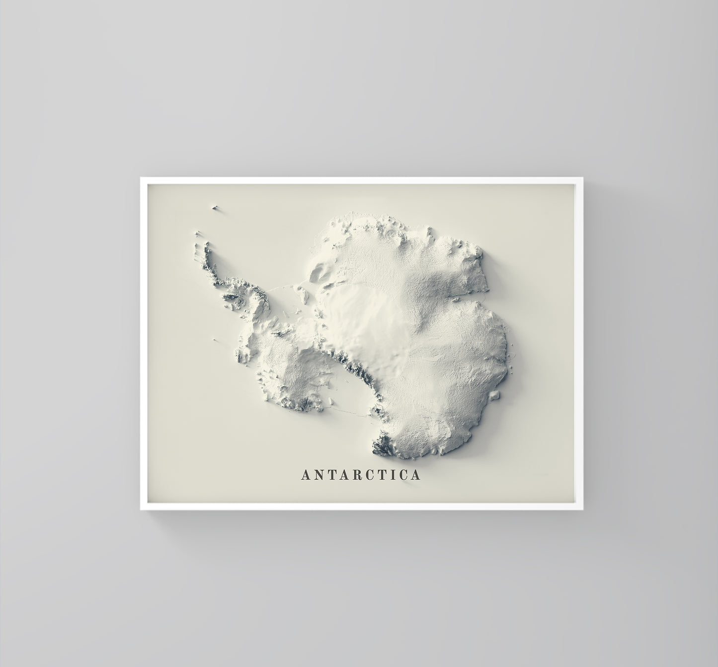 vintage shaded relief map of Antarctica