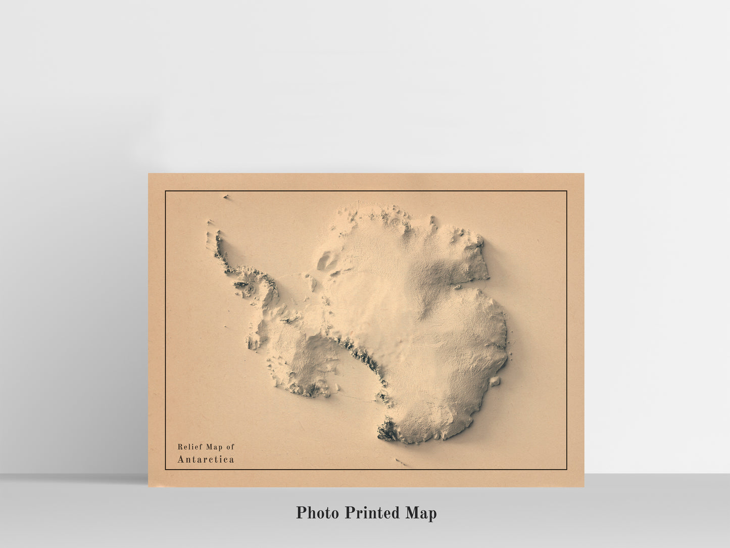 vintage shaded relief map of Antarctica