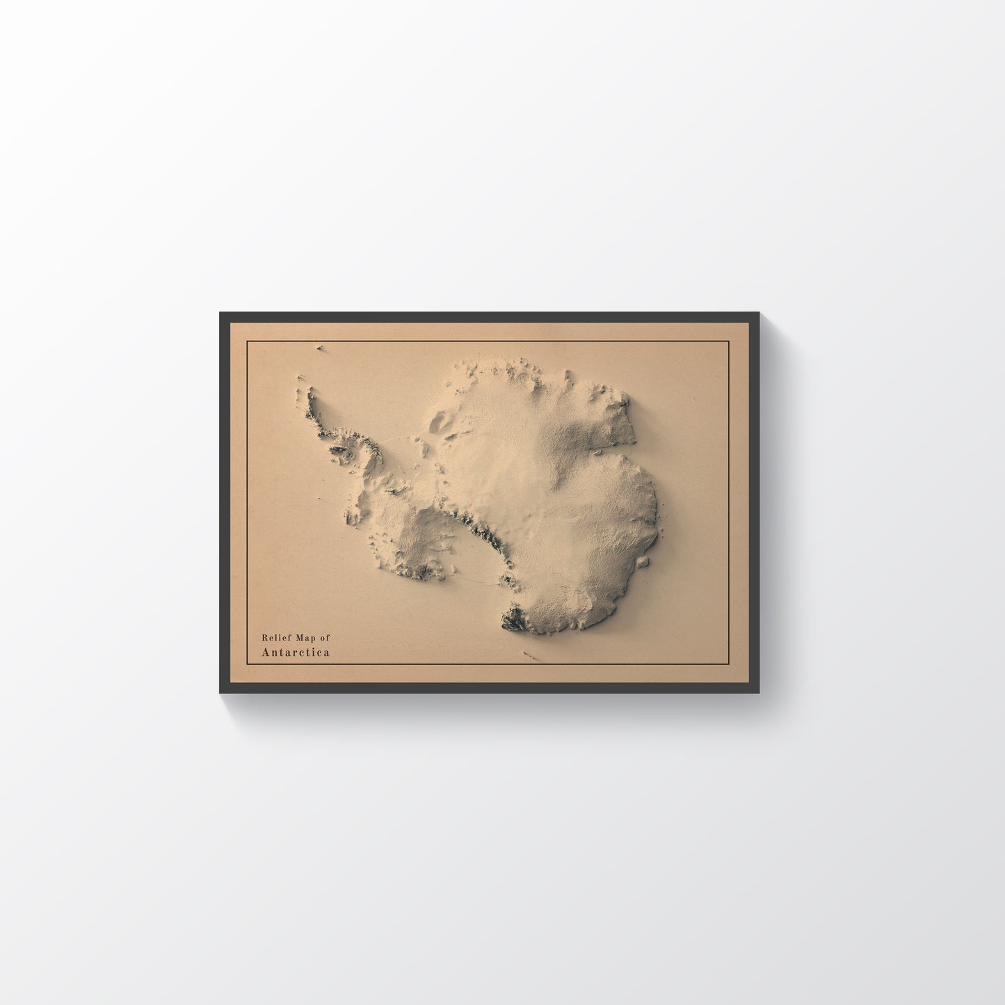 vintage shaded relief map of Antarctica