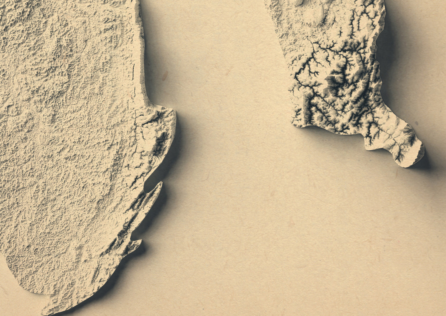 Detailed close-up of a Brunei relief map, showcasing textured topography and geographic contours