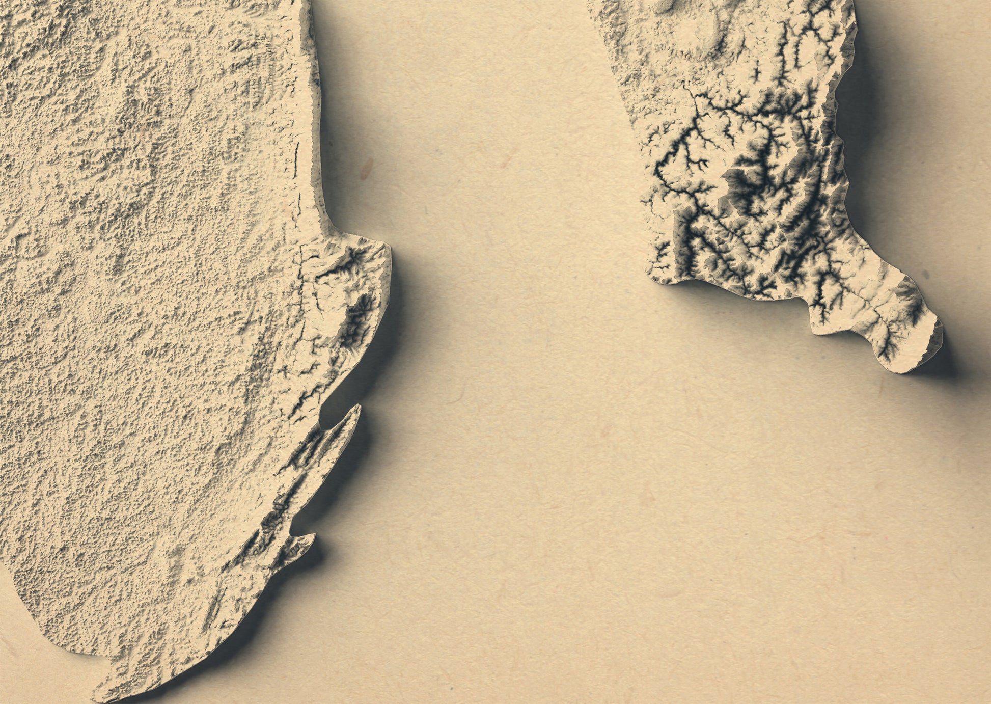 Detailed close-up of a Brunei relief map, showcasing textured topography and geographic contours