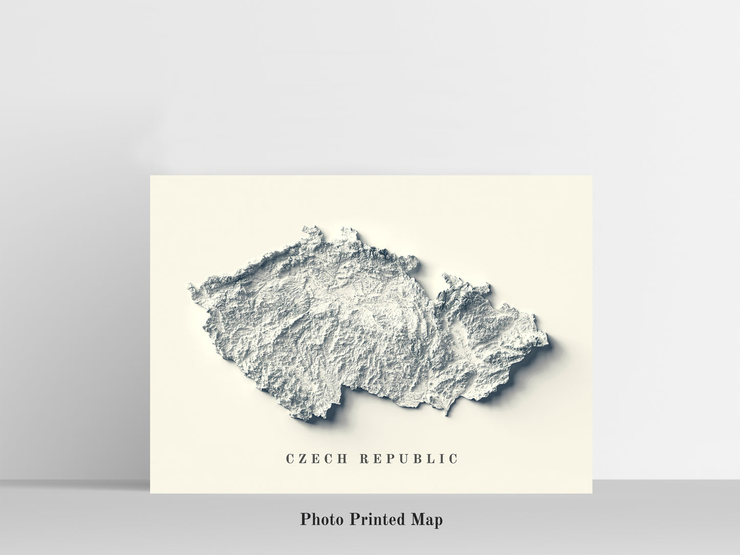 Czech Republic Shaded relief map print, highlighting topography. Ideal for home decor and geography lovers