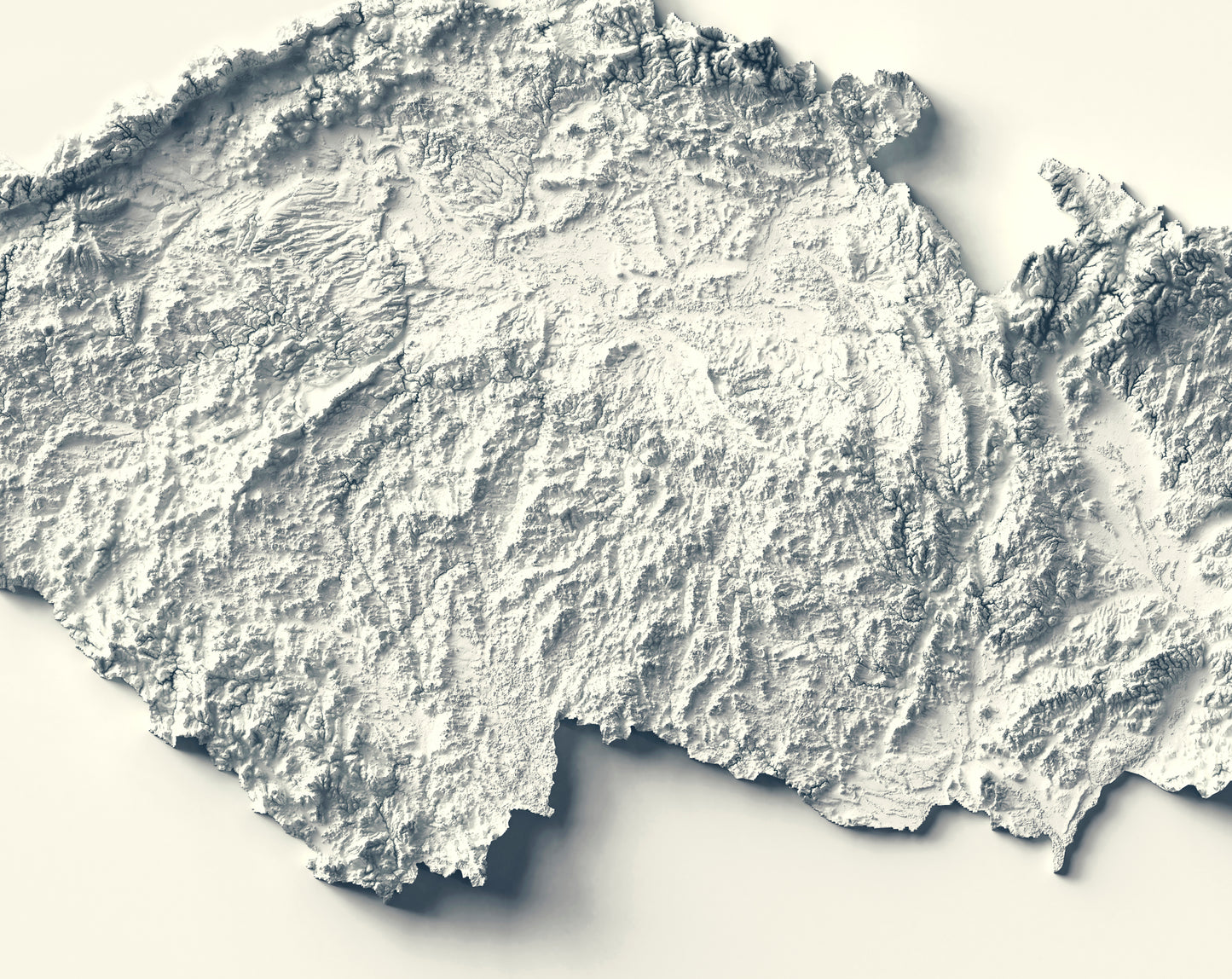 Detailed close-up of a Czech Republic relief map, showcasing textured topography and geographic contours