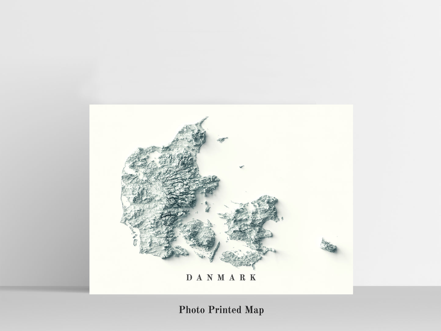 Denmark Shaded relief map print, highlighting topography. Ideal for home decor and geography lovers