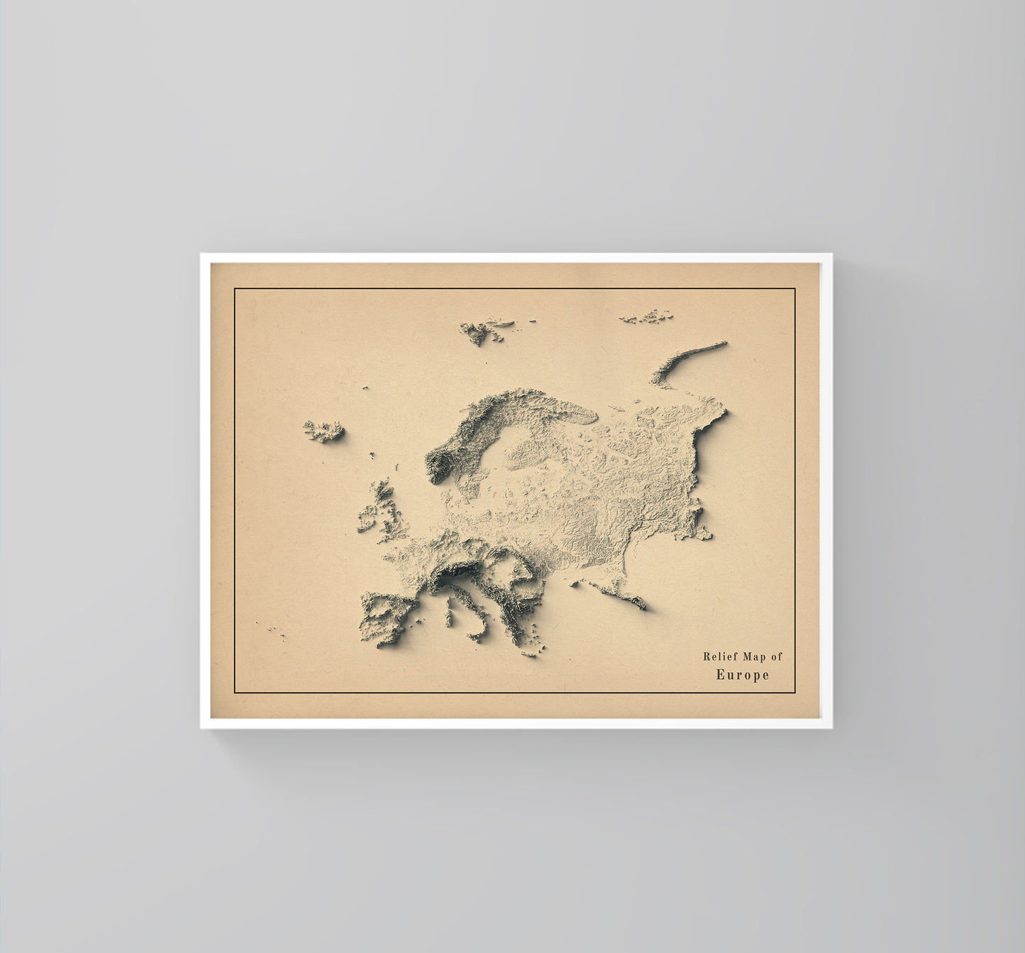 vintage shaded relief map of Europe