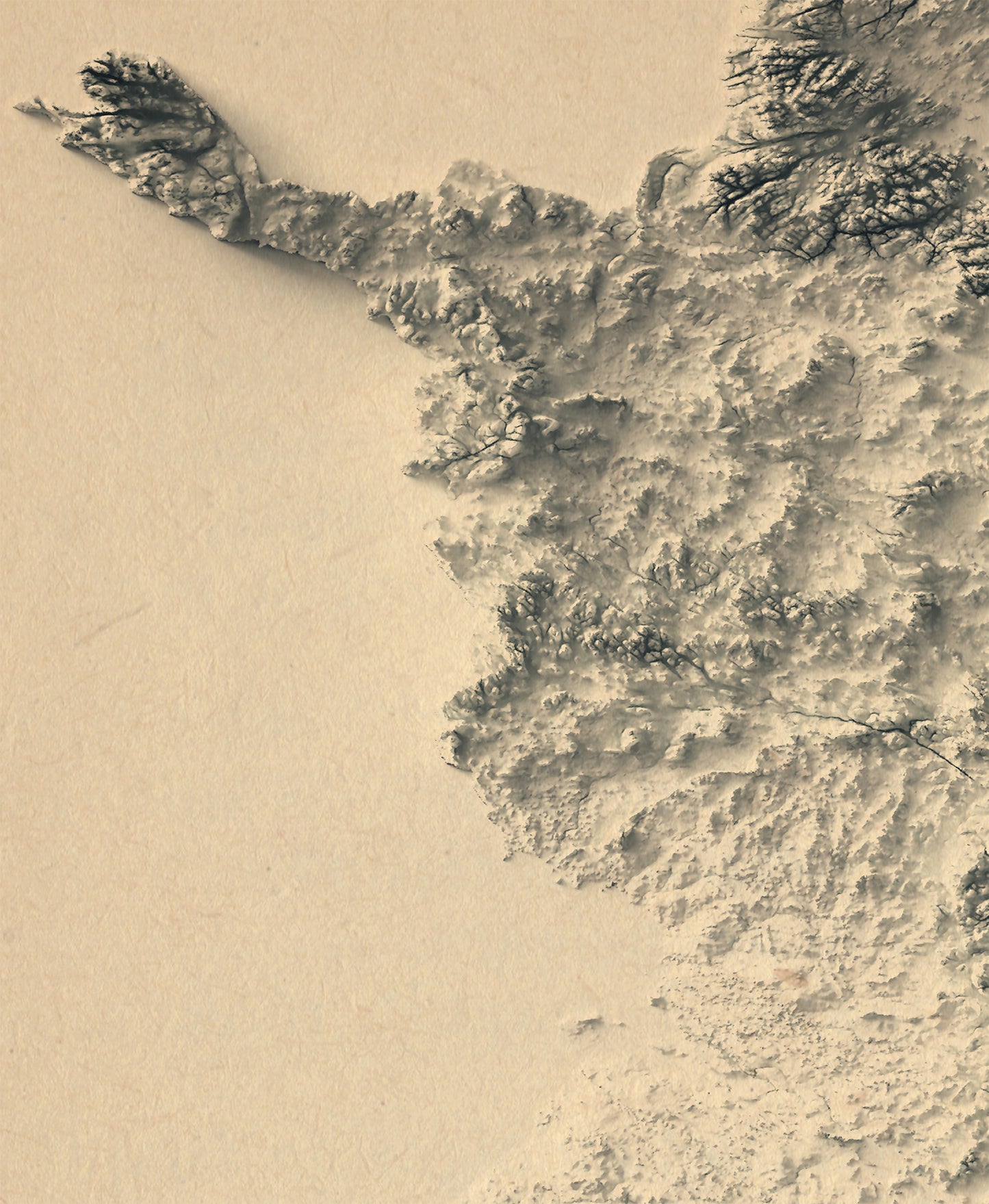 Detailed close-up of a vintage Finland map, showcasing textured topography and geographic contours