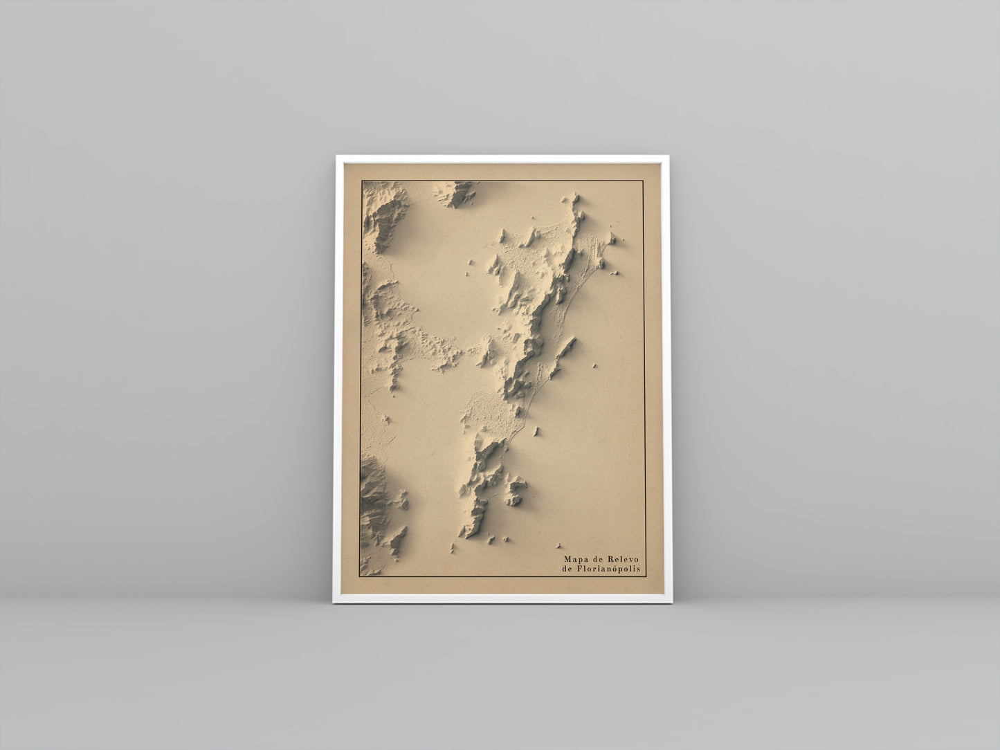 vintage shaded relief map of Florianopolis, Santa Catarina, Brazil