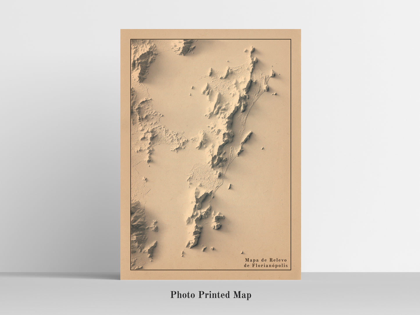 vintage shaded relief map of Florianopolis, Santa Catarina, Brazil