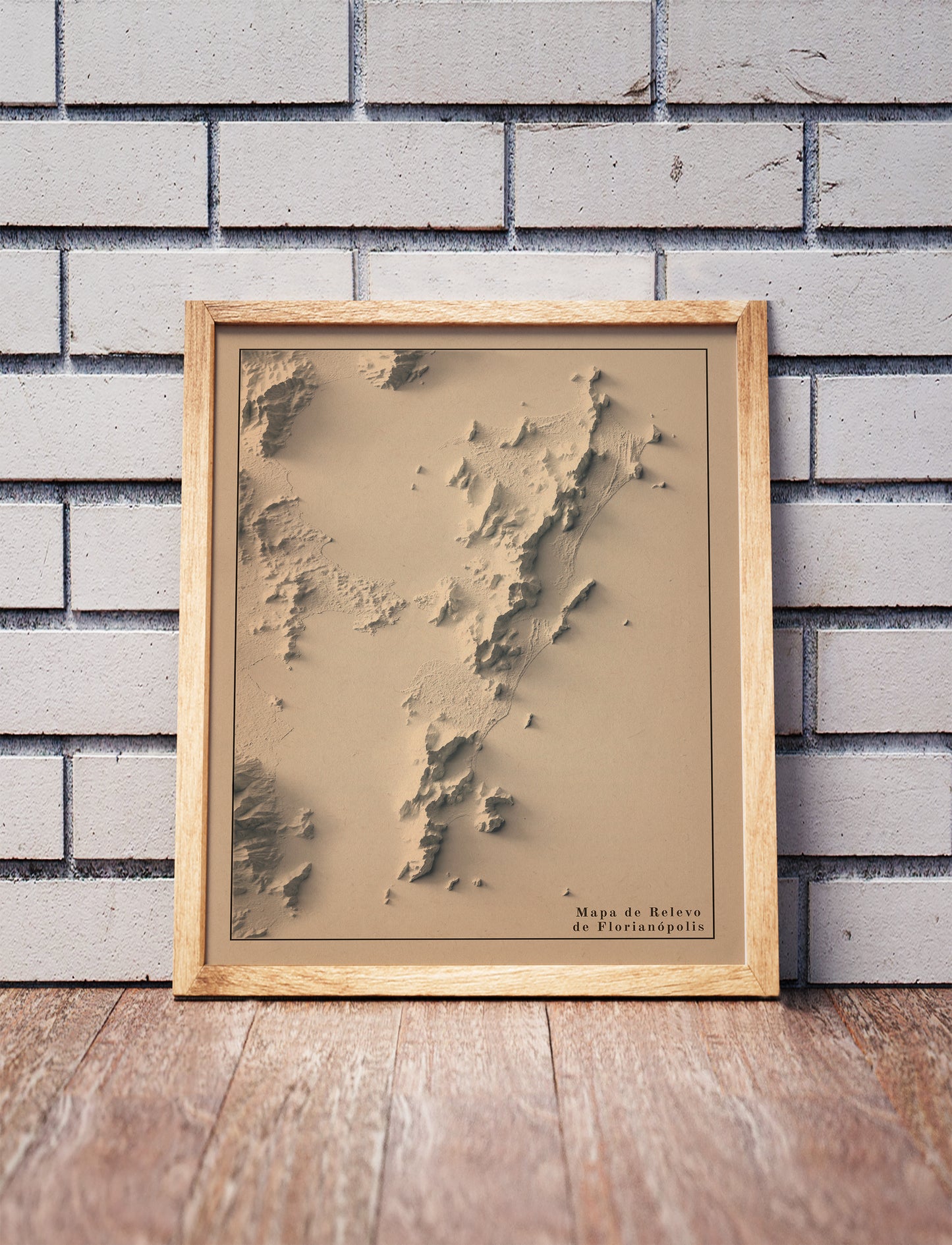vintage shaded relief map of Florianopolis, Santa Catarina, Brazil