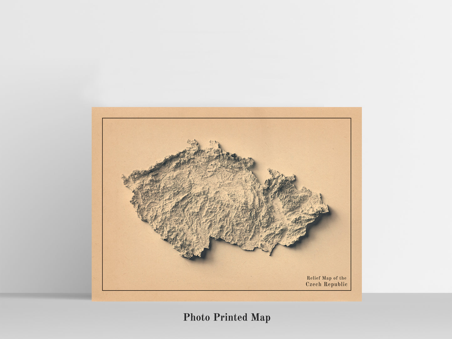 Czech Republic Shaded relief map print, highlighting topography. Ideal for home decor and geography lovers