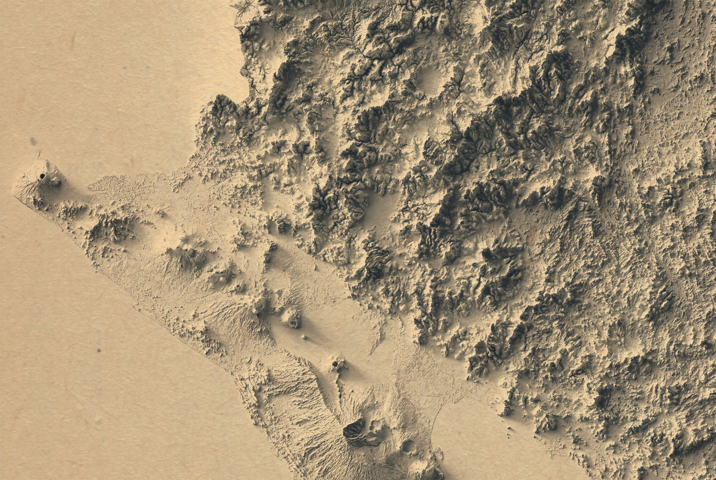 vintage shaded relief map of Nicaragua