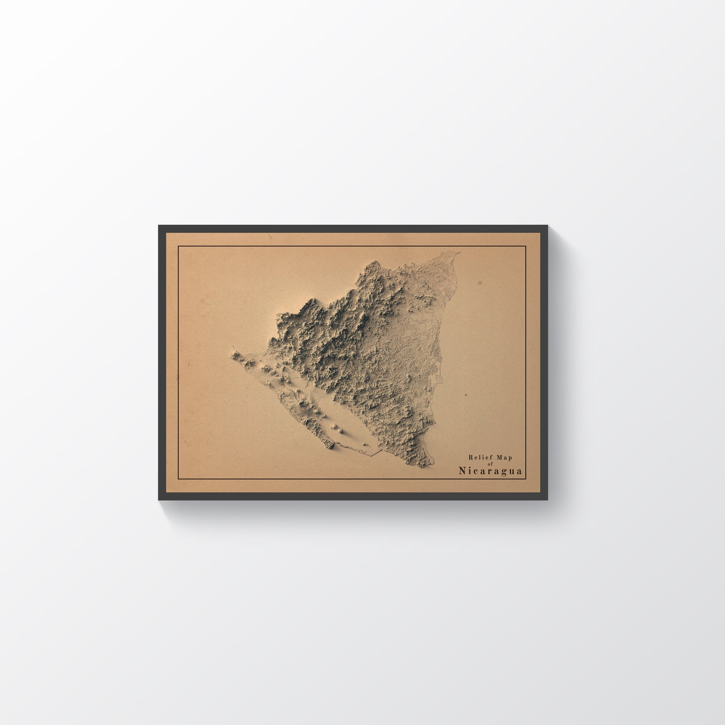 vintage shaded relief map of Nicaragua