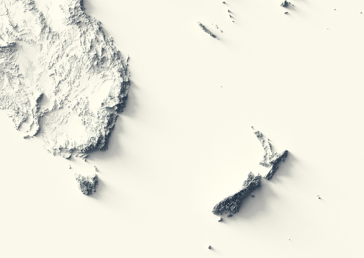 Detailed close-up of a vintage Oceania relief map, showcasing textured topography and geographic contours