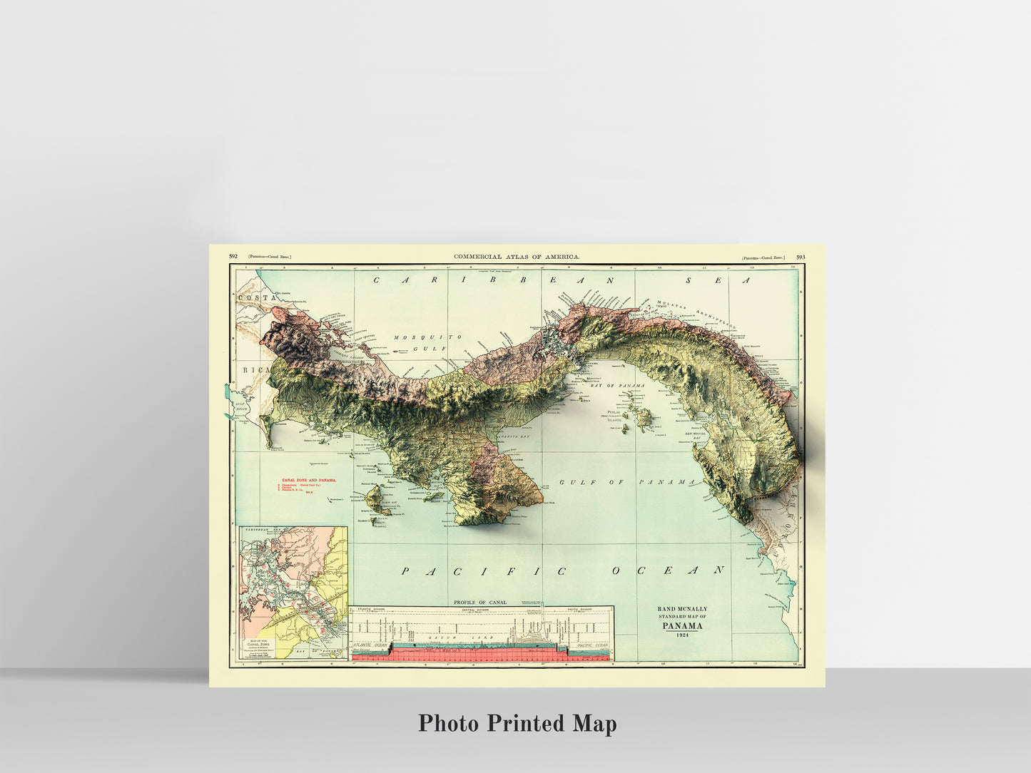 Panama Shaded relief map print, highlighting topography. Ideal for home decor and geography lovers