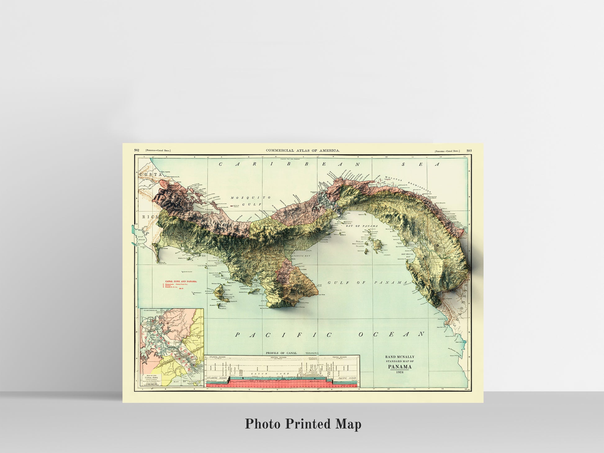 Panama Shaded relief map print, highlighting topography. Ideal for home decor and geography lovers