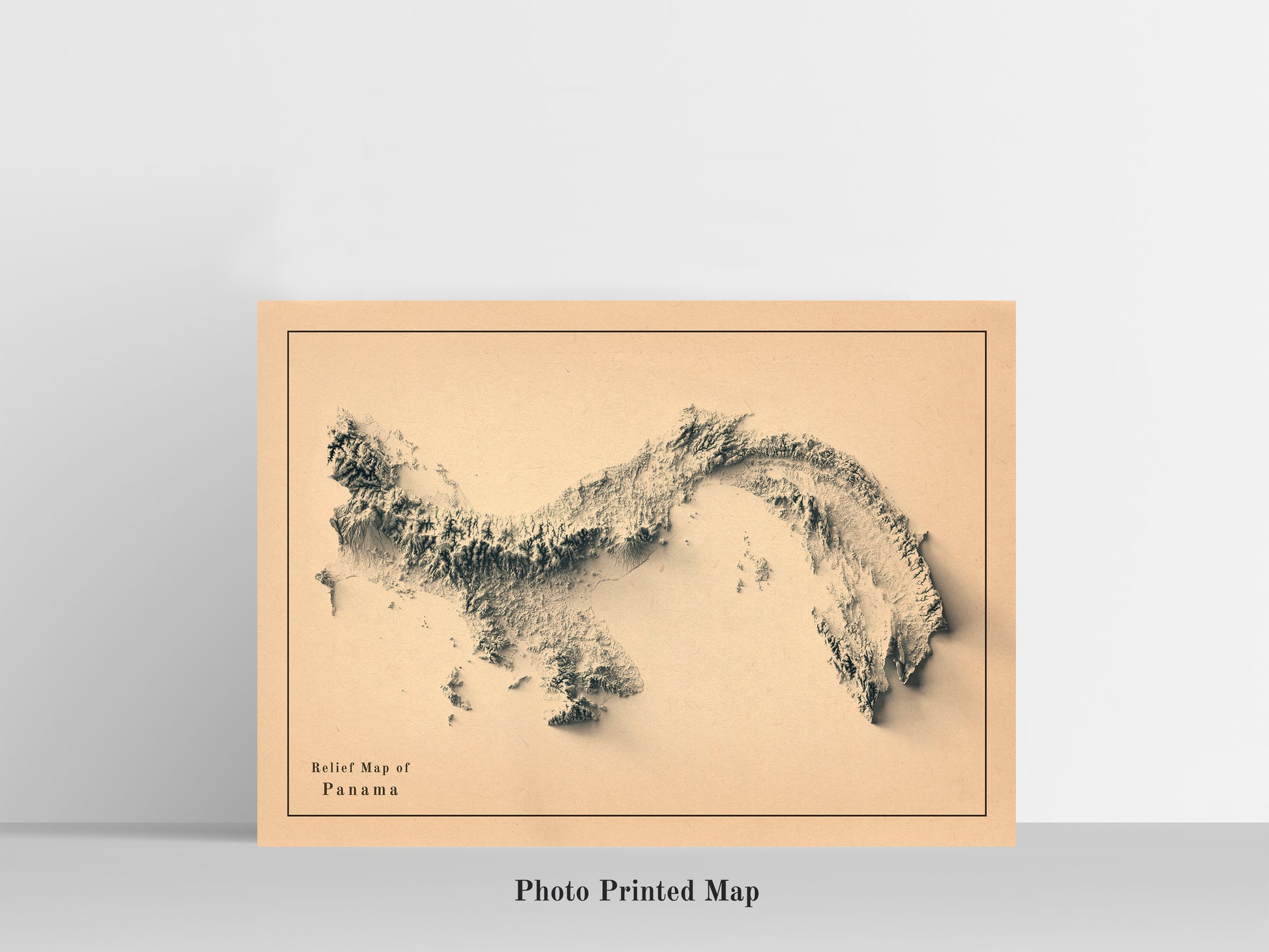 Panama Shaded relief map print, highlighting topography. Ideal for home decor and geography lovers