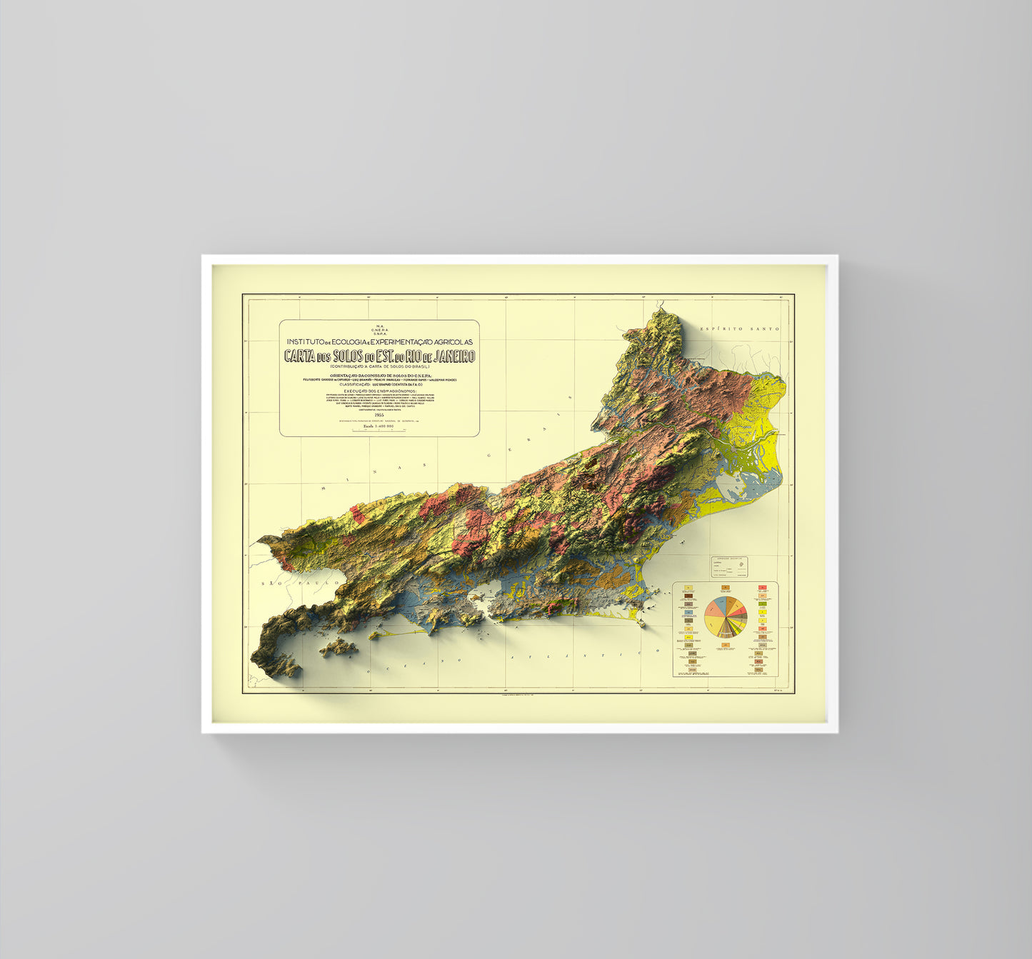 vintage shaded relief map of Rio de Janeiro