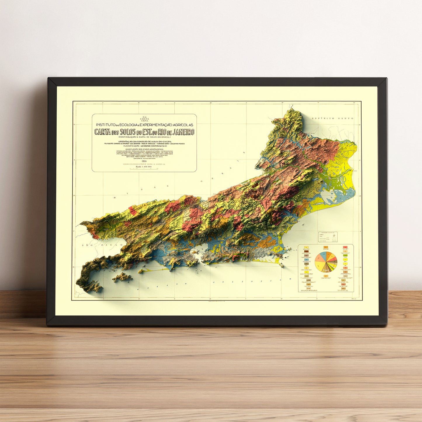 vintage shaded relief map of Rio de Janeiro