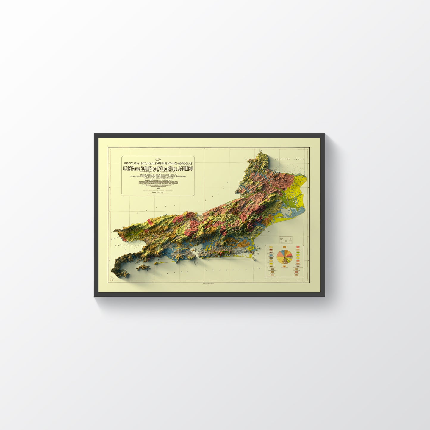 vintage shaded relief map of Rio de Janeiro