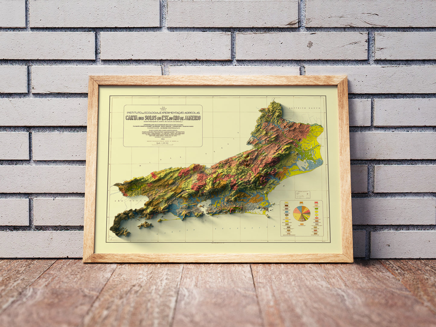vintage shaded relief map of Rio de Janeiro