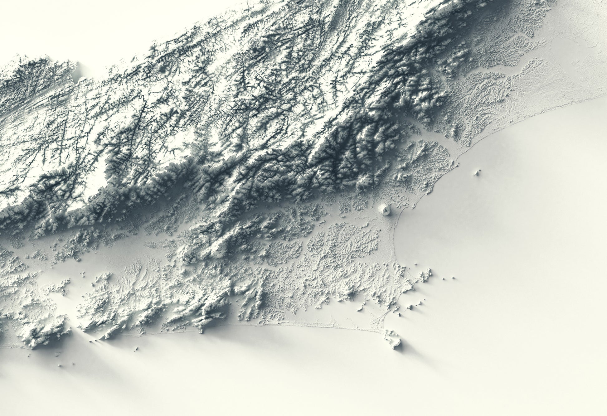 Detailed close-up of a Rio de Janeiro (Brazil) relief map, showcasing textured topography and geographic contours