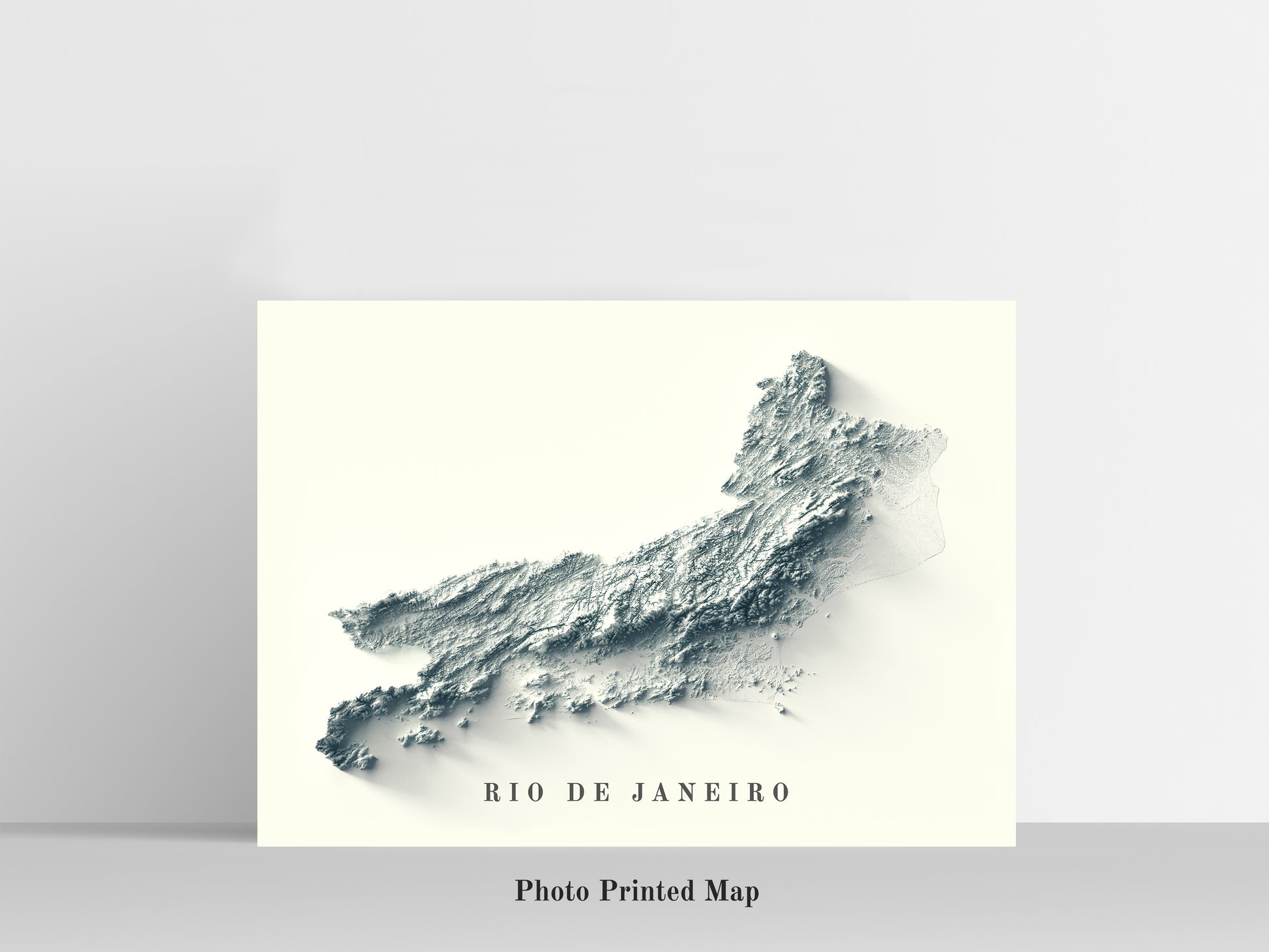 Rio de Janeiro State Shaded relief map print, highlighting topography. Ideal for home decor and geography lovers