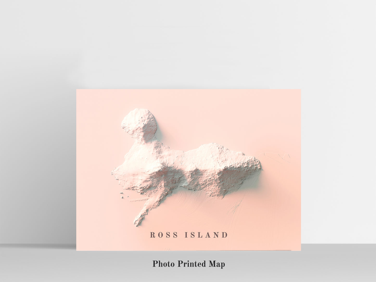 Ross Island (Antarctica) Shaded relief map print, highlighting topography. Ideal for home decor and geography lovers