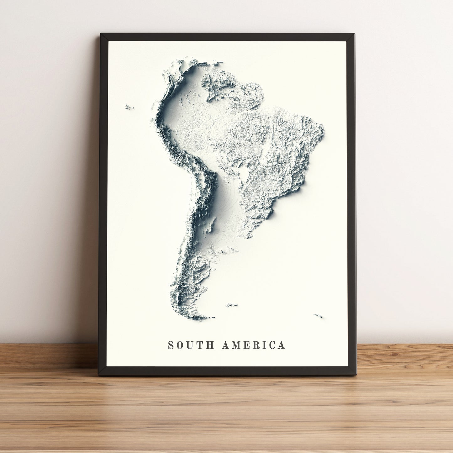 vintage shaded relief map of south america