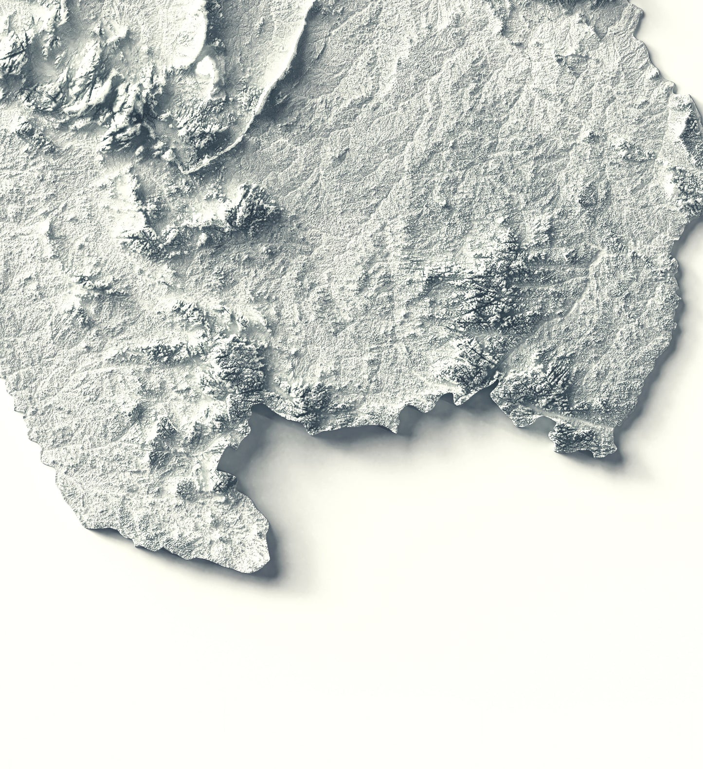 Detailed close-up of a Suriname relief map, showcasing textured topography and geographic contours