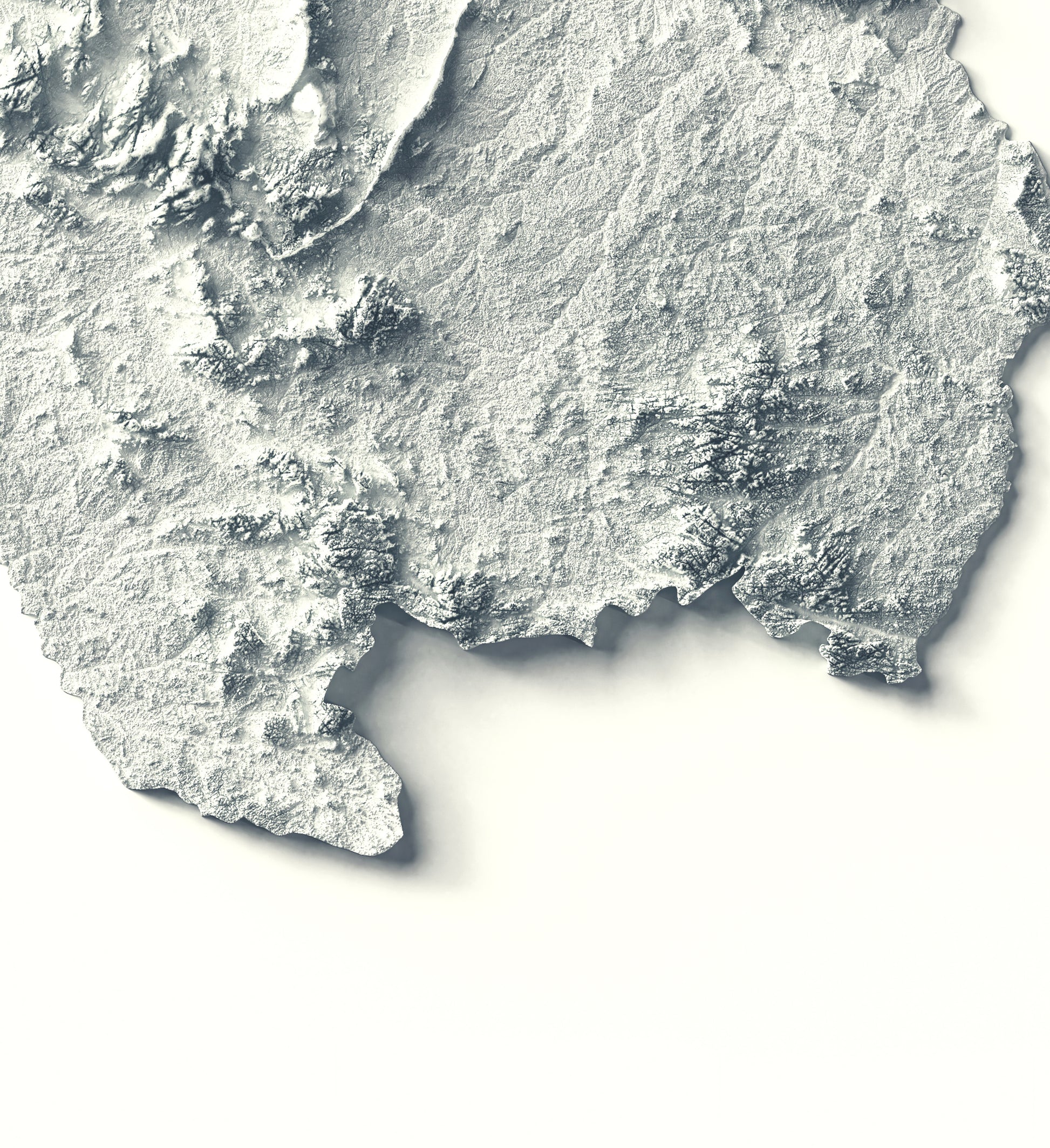 Detailed close-up of a Suriname relief map, showcasing textured topography and geographic contours