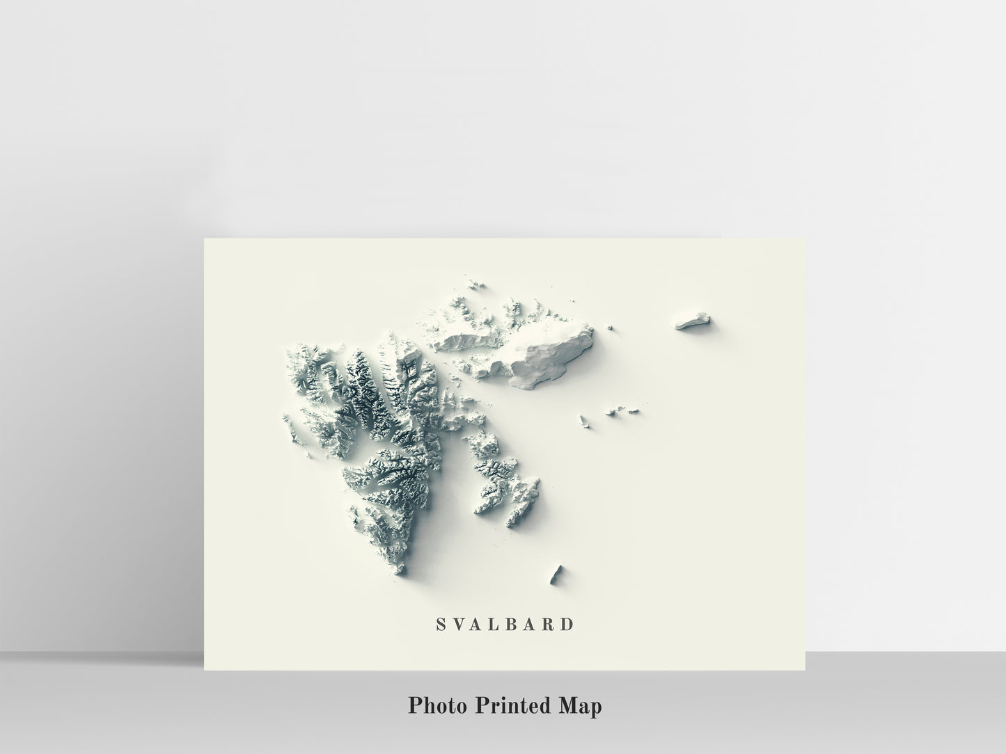 Svalbard, Norway, Shaded relief map print, highlighting topography. Ideal for home decor and geography lovers