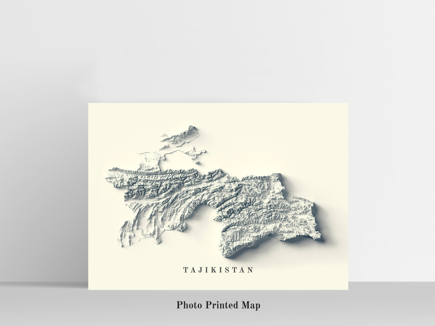 Tajikistan Shaded relief map print, highlighting topography. Ideal for home decor and geography lovers