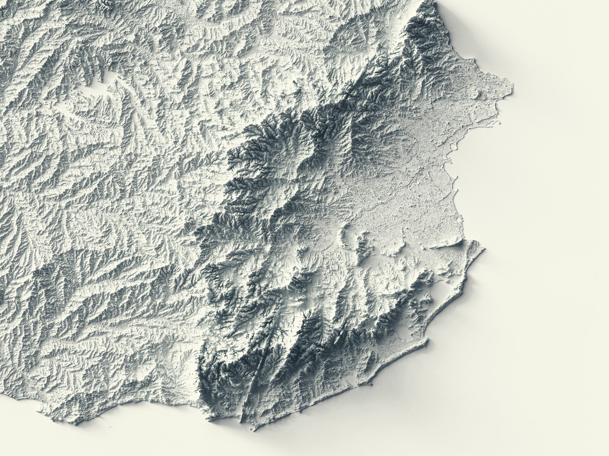 Detailed close-up of a Uruguay relief map, showcasing textured topography and geographic contours