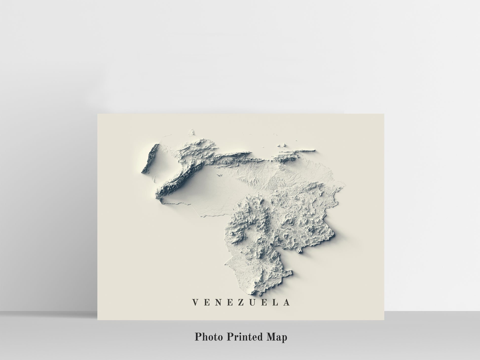 Venezuela Shaded relief map print, highlighting topography. Ideal for home decor and geography lovers