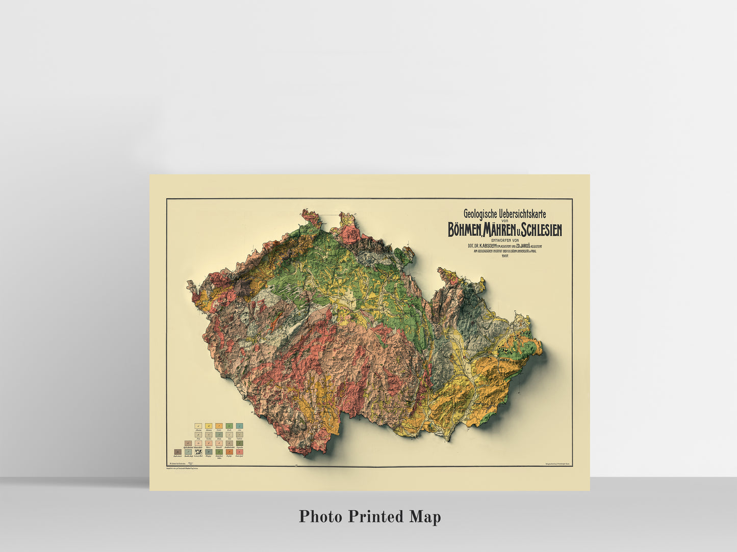 Czech Republic Shaded relief map print, highlighting topography. Ideal for home decor and geography lovers