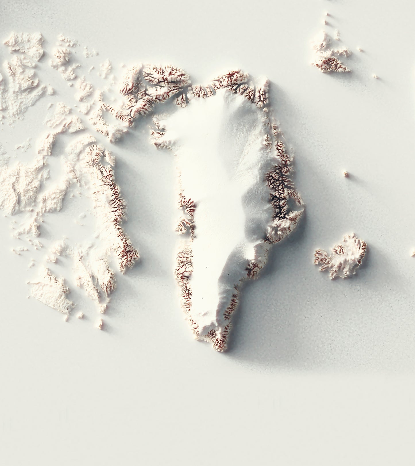Detailed close-up of a vintage Arctic relief map, showcasing textured topography and geographic contours
