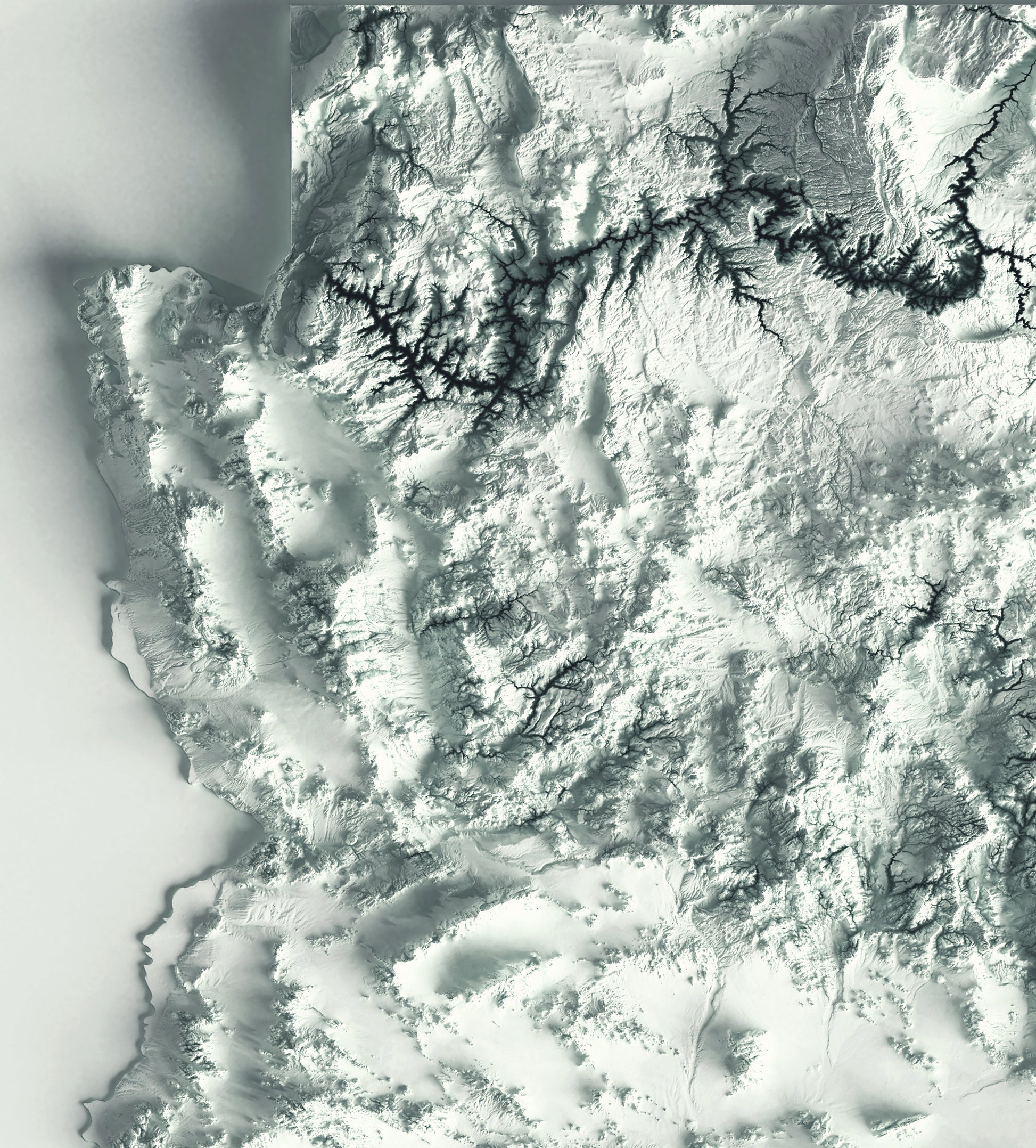 Detailed close-up of a vintage Arizona (USA) relief map, showcasing textured topography and geographic contours
