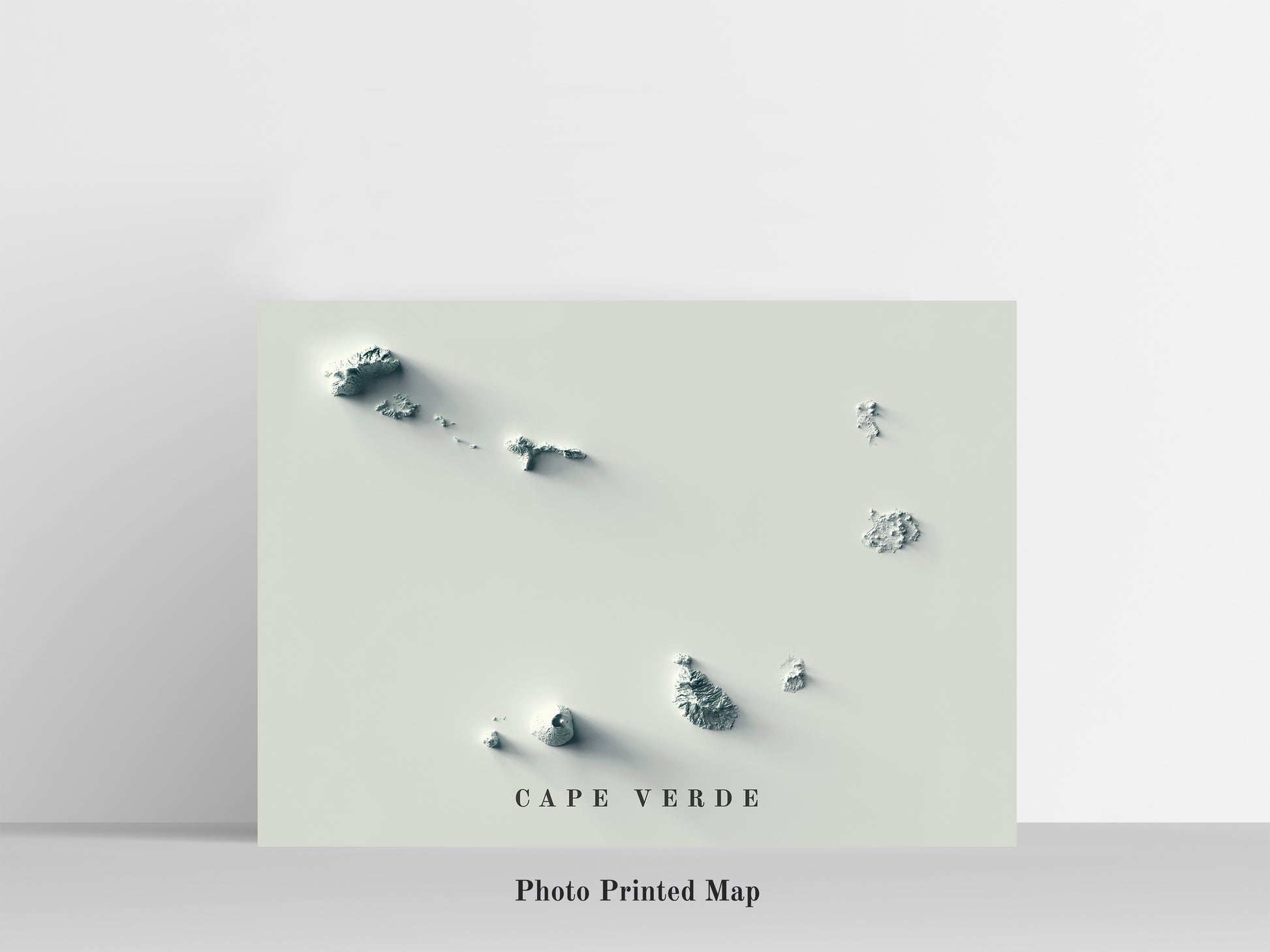 Cape Verde Shaded relief map print, highlighting topography. Ideal for home decor and geography lovers
