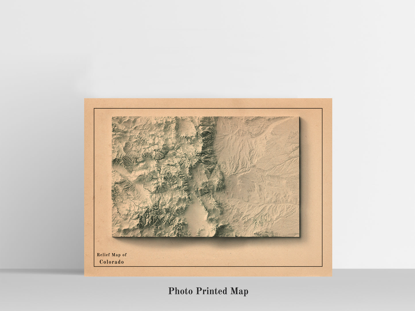 Colorado (USA) Shaded relief map print, highlighting topography. Ideal for home decor and geography lovers