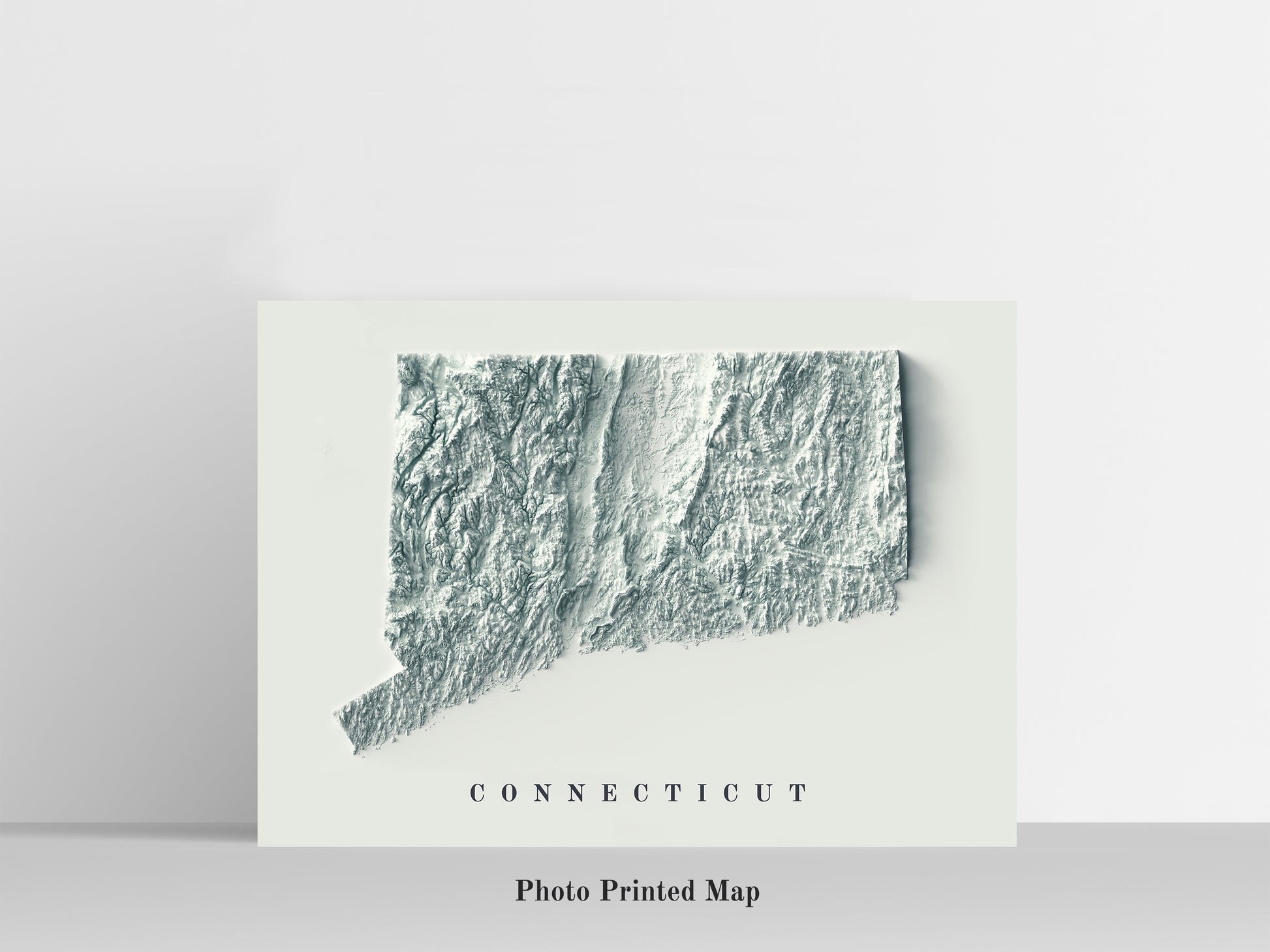Connecticut (USA) Shaded relief map print, highlighting topography. Ideal for home decor and geography lovers