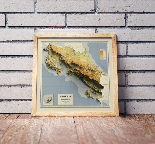 vintage shaded relief map of Costa Rica