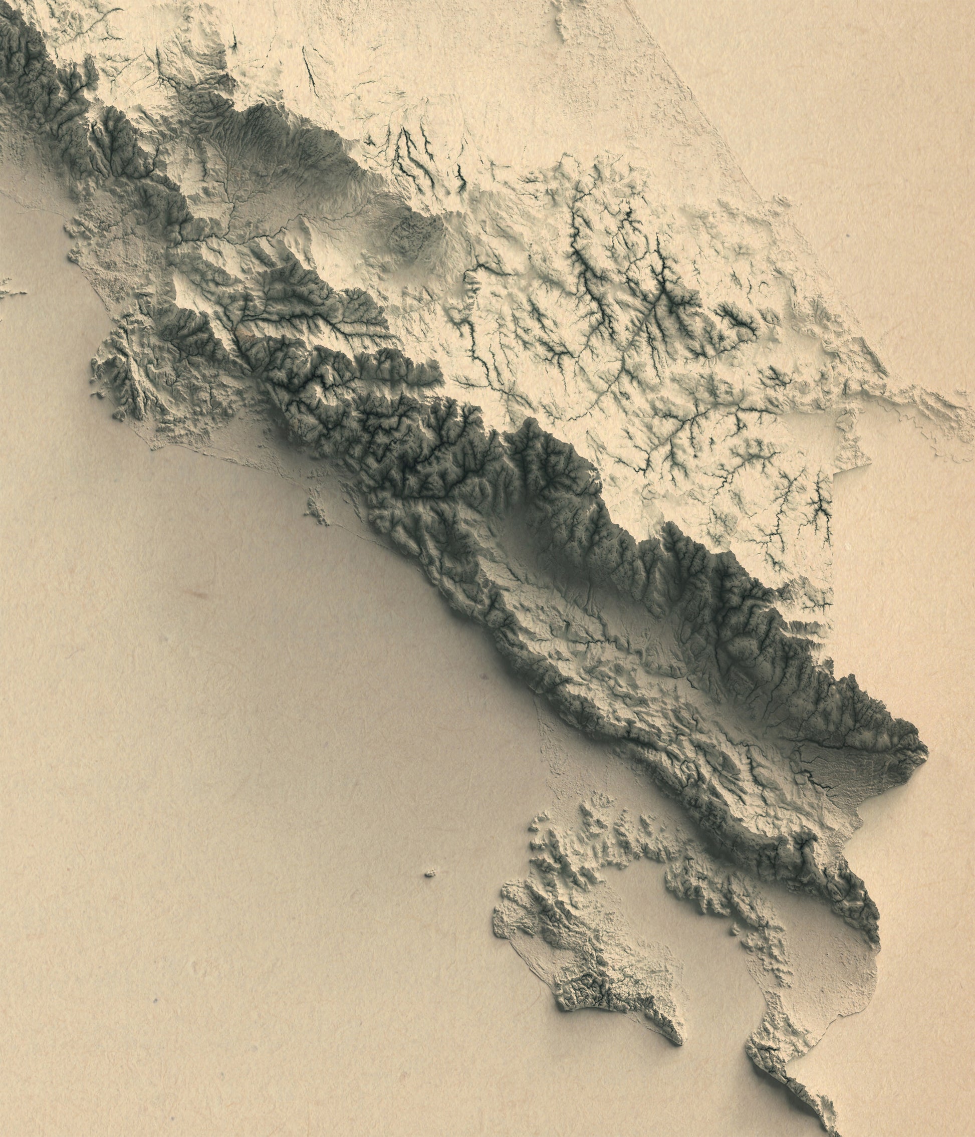 Detailed close-up of a Costa Rica relief map, showcasing textured topography and geographic contours