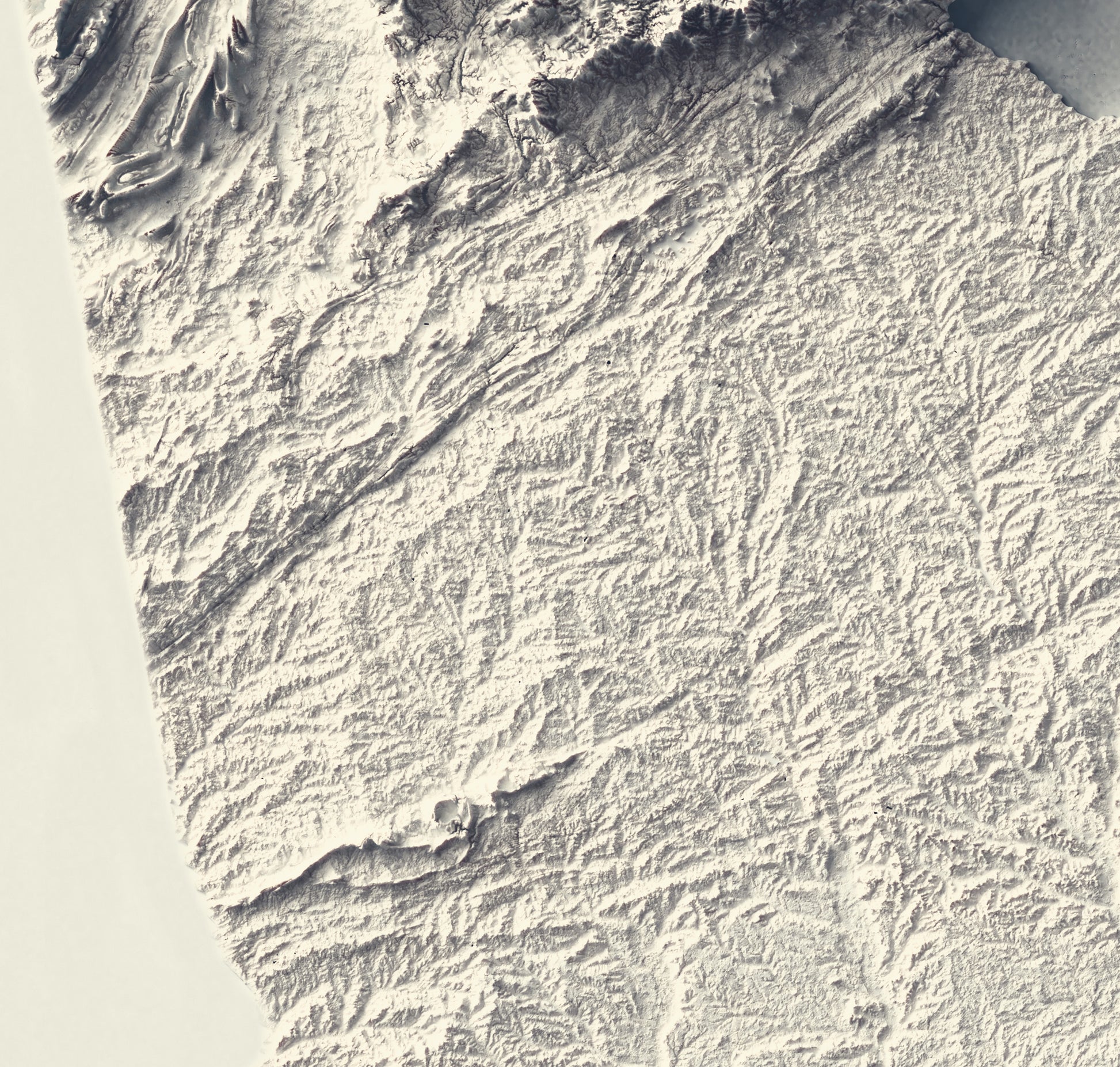 Detailed close-up of a vintage Georgia (USA)  relief map, showcasing textured topography and geographic contours