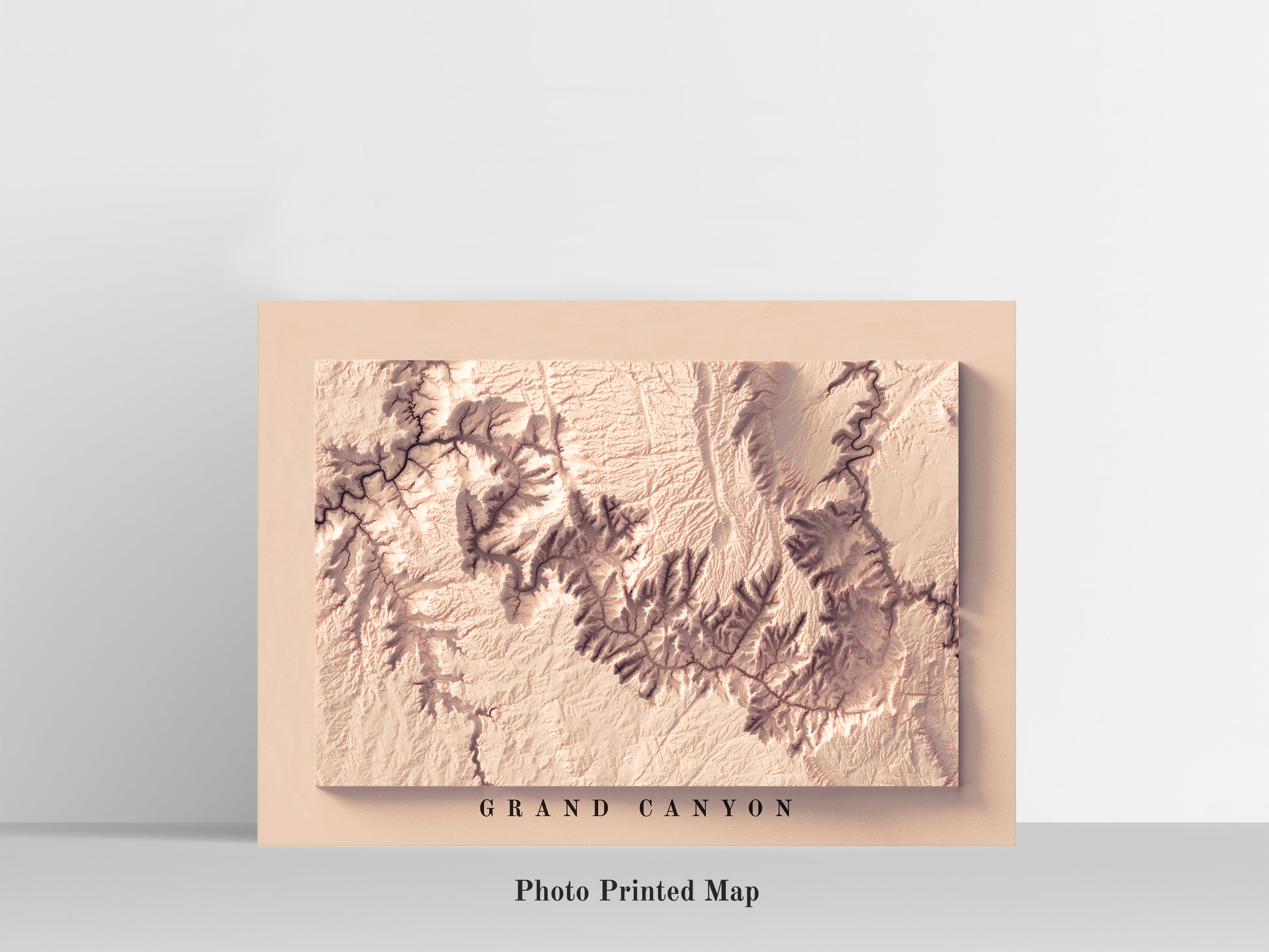 Grand Canyon (Arizona) Shaded relief map print, highlighting topography. Ideal for home decor and geography lovers