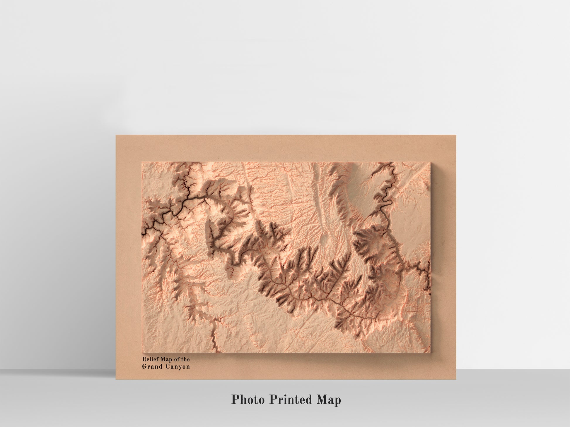 Grand Canyon (Arizona) Shaded relief map print, highlighting topography. Ideal for home decor and geography lovers