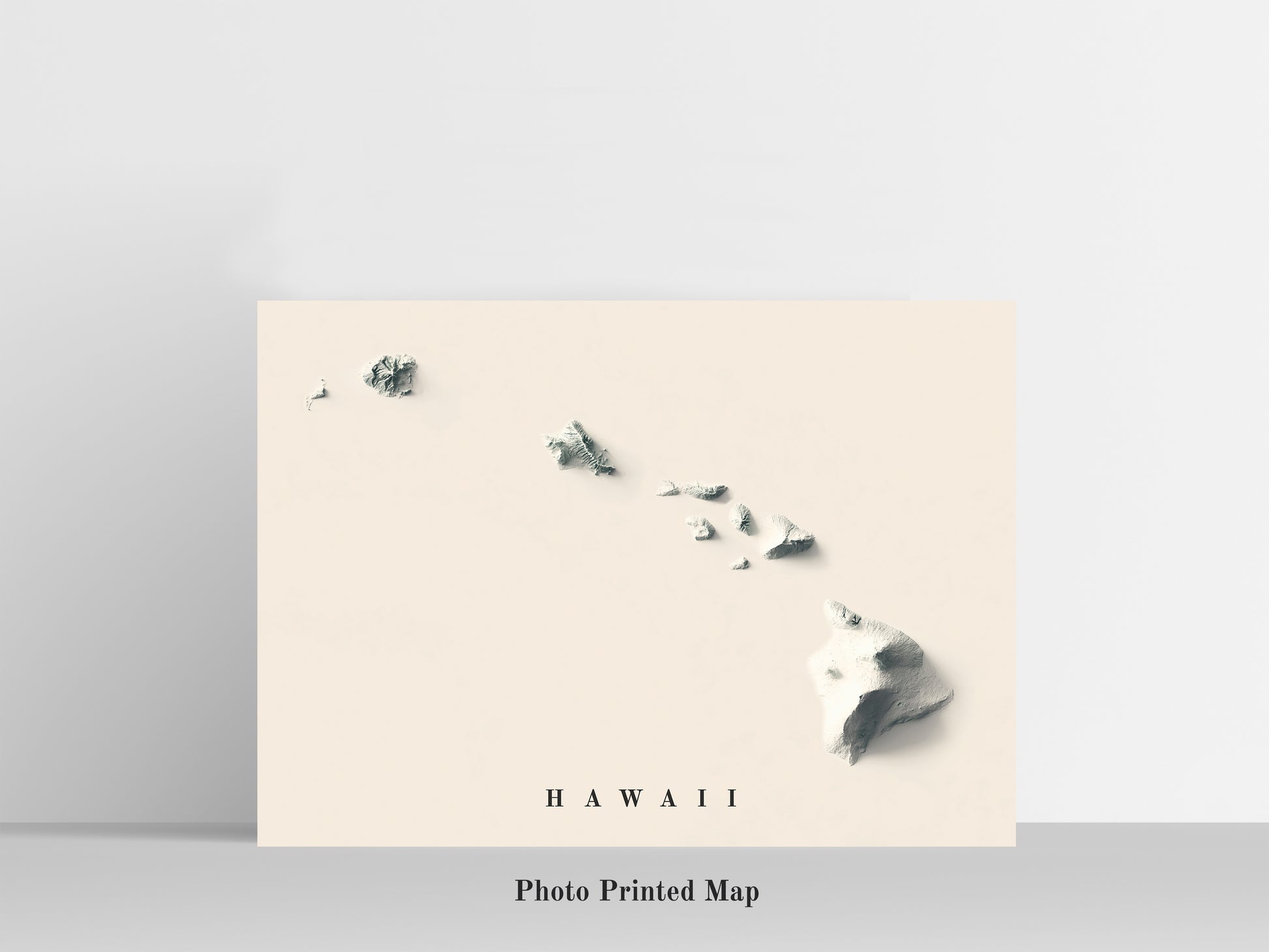 Hawaii (USA) Shaded relief map print, highlighting topography. Ideal for home decor and geography lovers