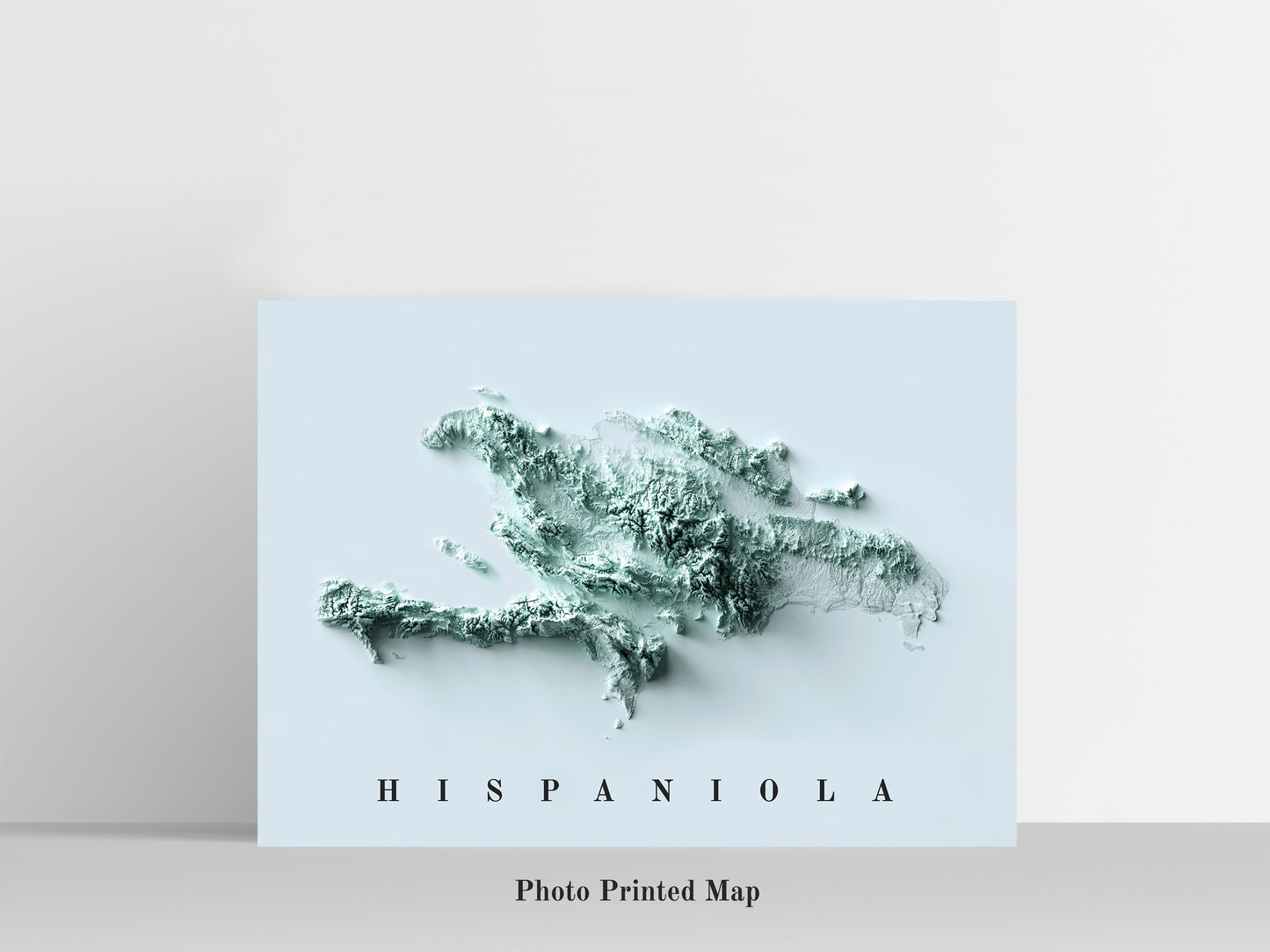 Hispaniola Island, Haiti & Dominican Republic Shaded relief map print, highlighting topography. Ideal for home decor and geography lovers
