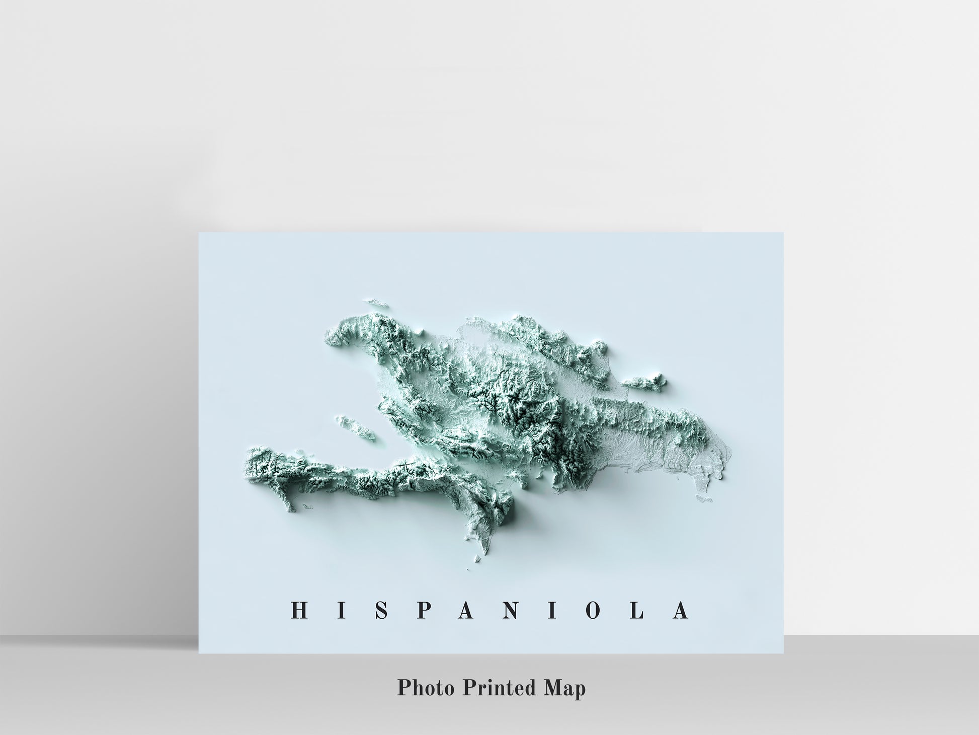 Hispaniola Island, Haiti & Dominican Republic Shaded relief map print, highlighting topography. Ideal for home decor and geography lovers