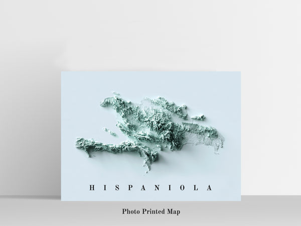 vintage shaded relief map of Hispaniola Island, Dominican Republic and Haiti