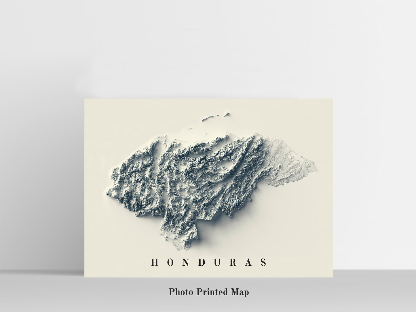 Honduras Shaded relief map print, highlighting topography. Ideal for home decor and geography lovers
